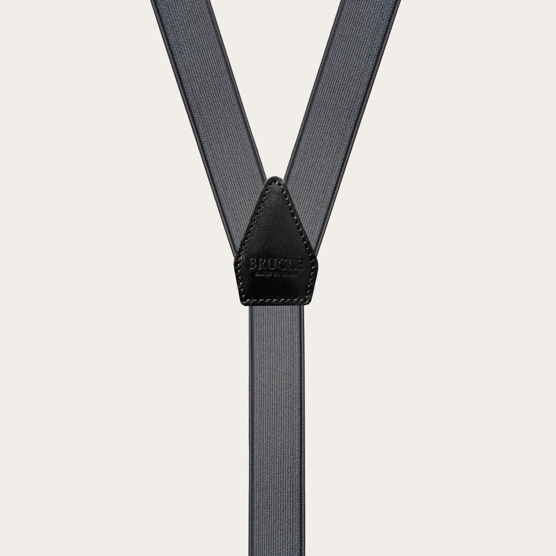 Bretelle in raso elastico grigio con baffi e clip